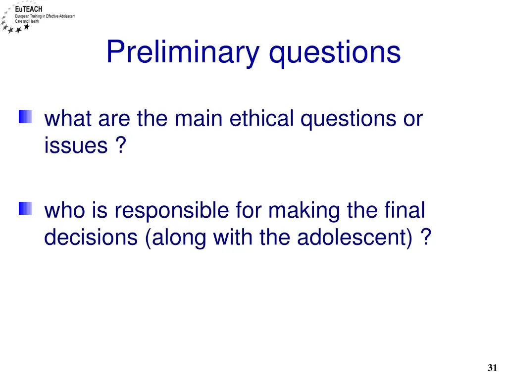 preliminary questions