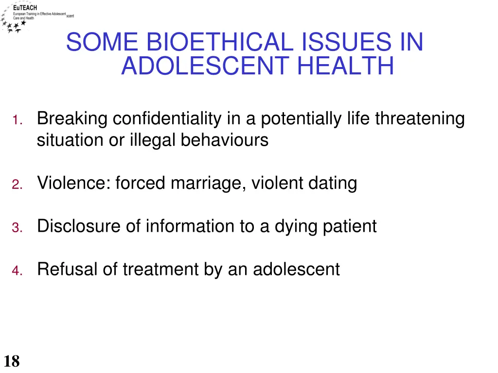 some bioethical issues in adolescent health 1