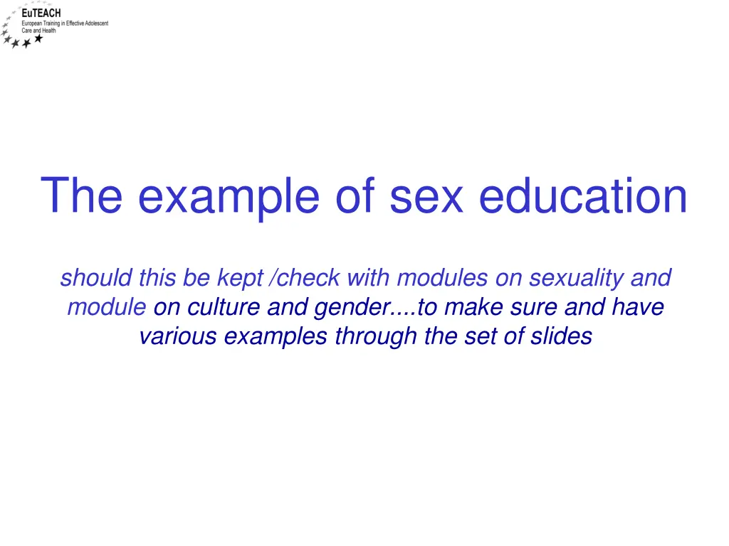 the example of sex education