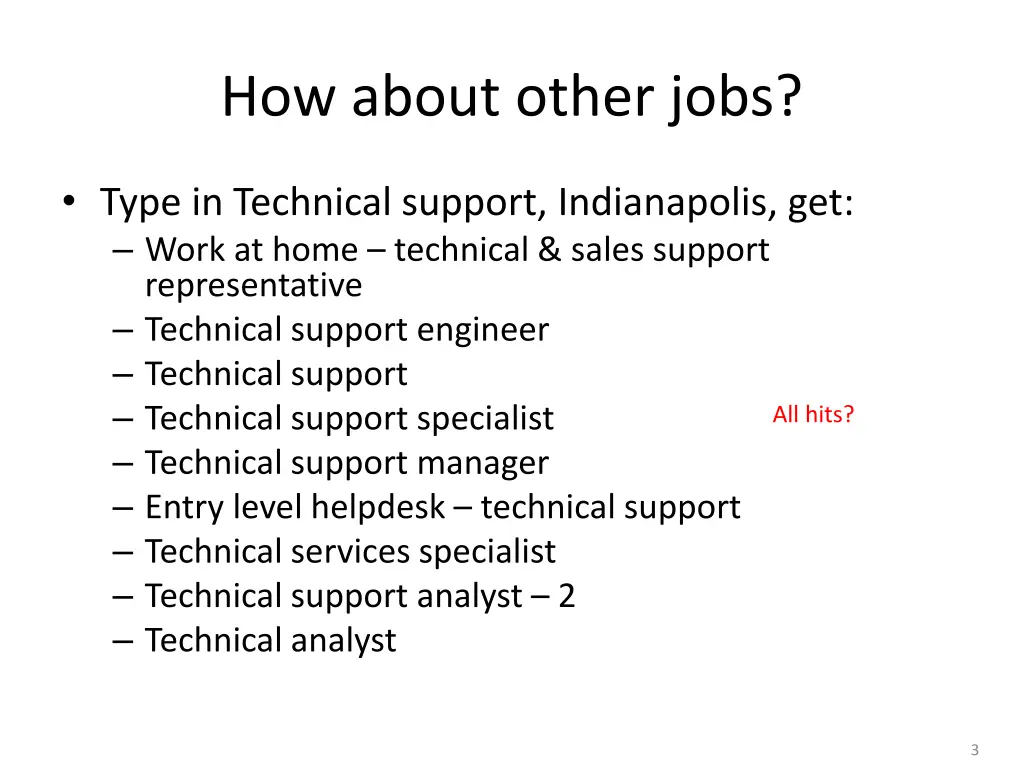 how about other jobs