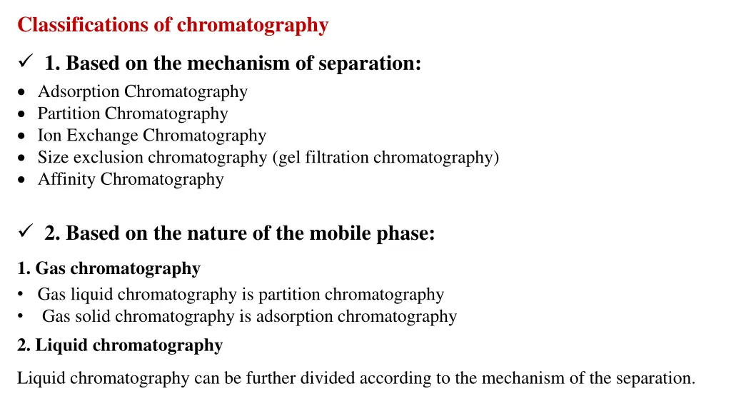 classifications of chromatography