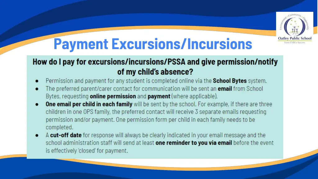 payment excursions incursions