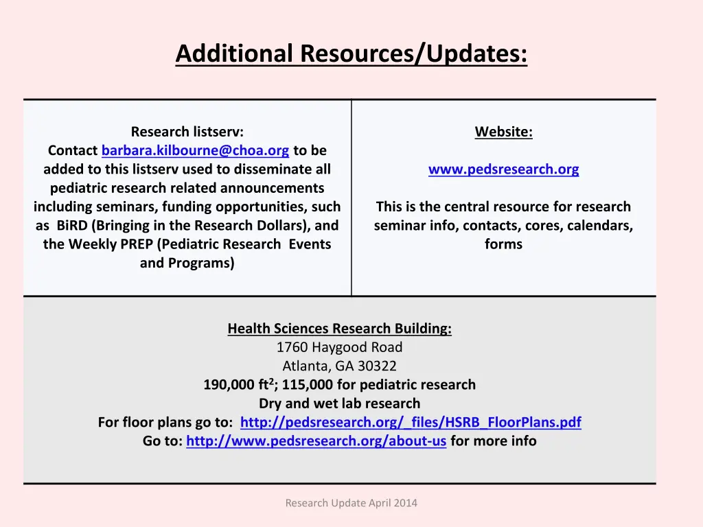 additional resources updates