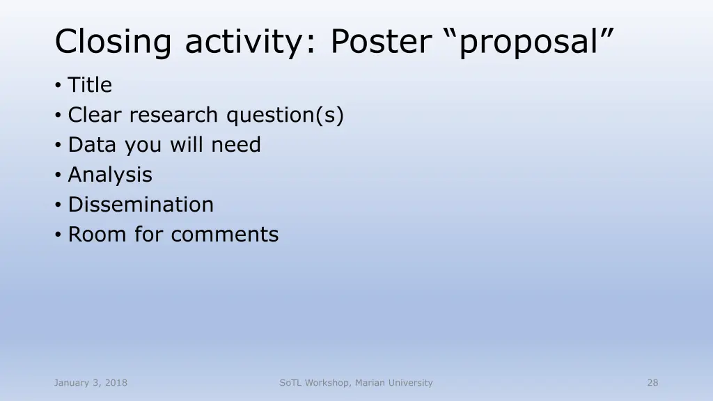 closing activity poster proposal