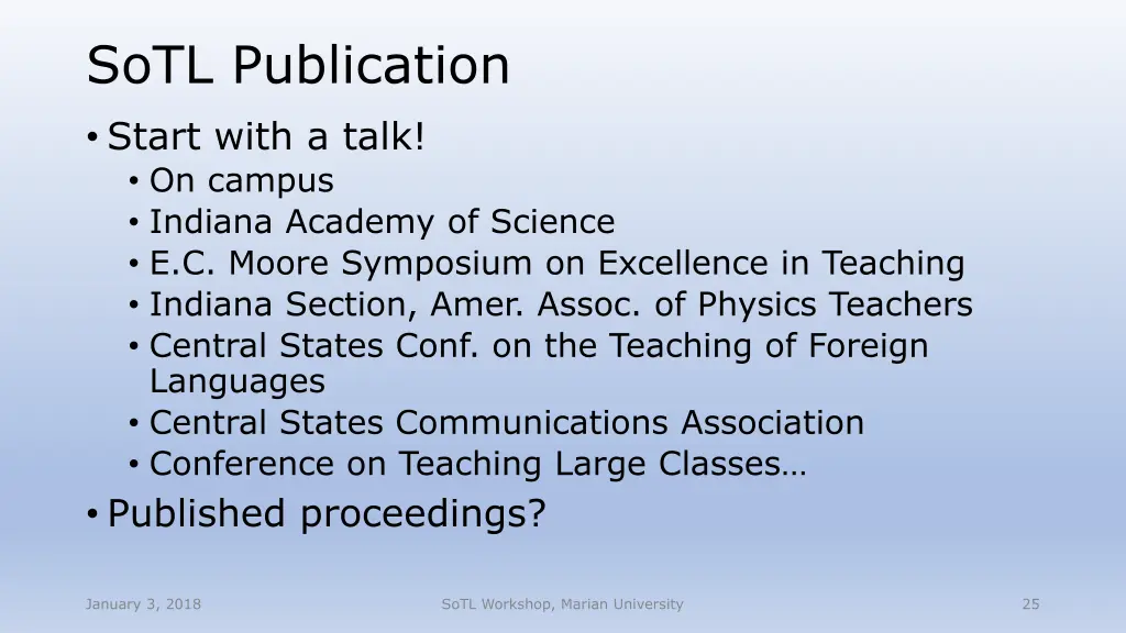 sotl publication start with a talk on campus
