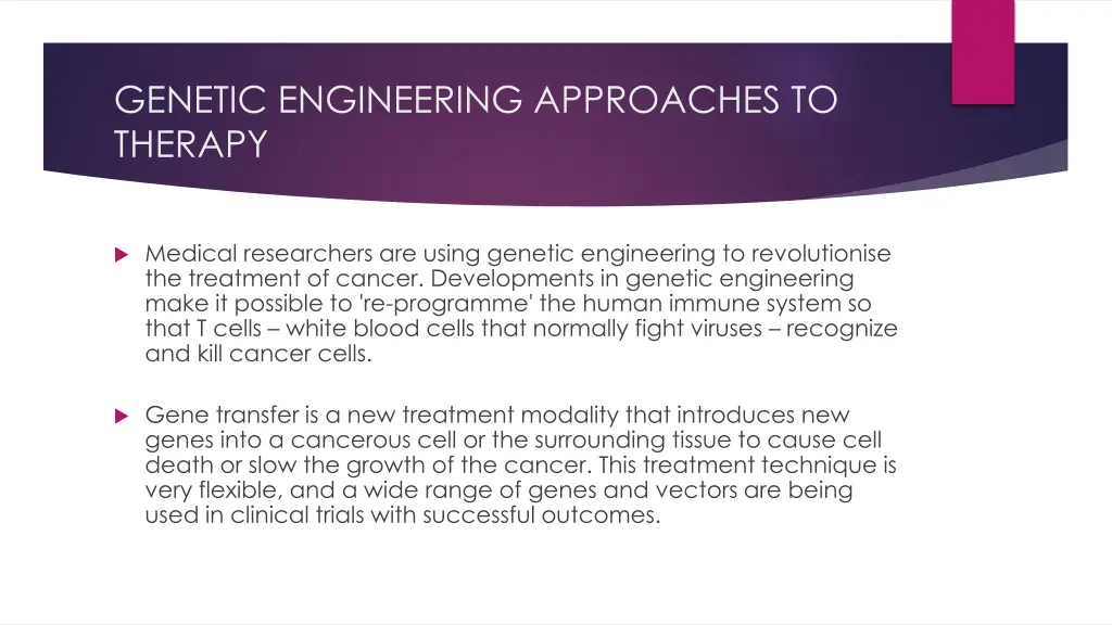 genetic engineering approaches to therapy