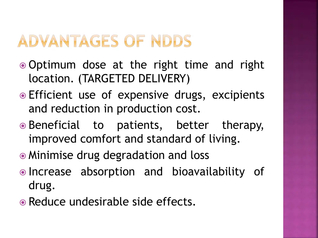 advantages of ndds