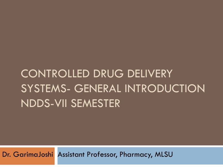 controlled drug delivery systems general