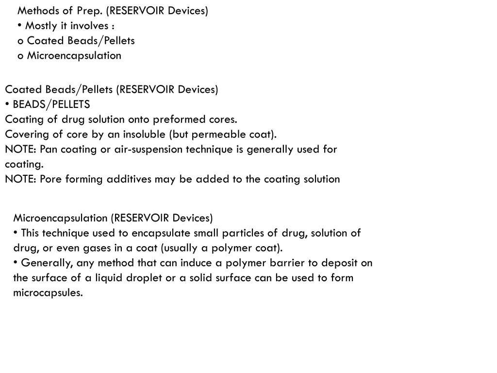 methods of prep reservoir devices mostly