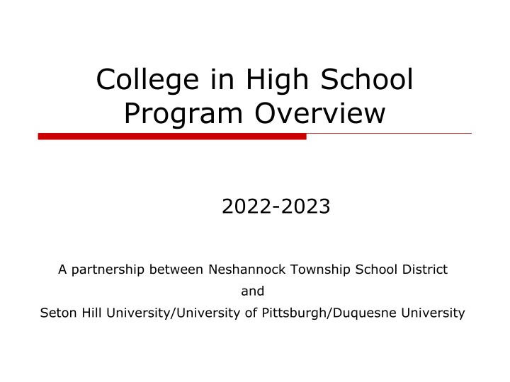 college in high school program overview
