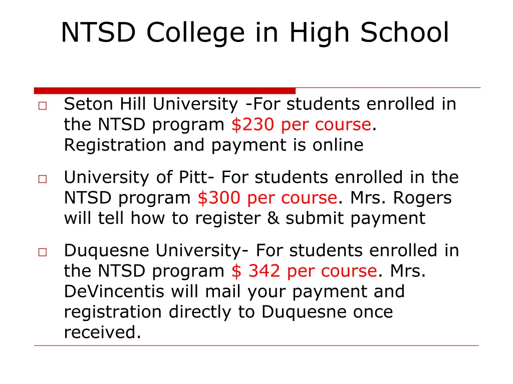 ntsd college in high school