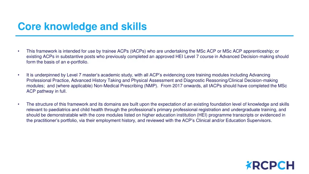 core knowledge and skills