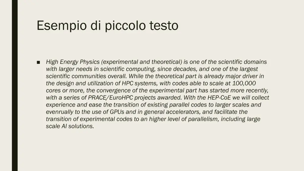 esempio di piccolo testo