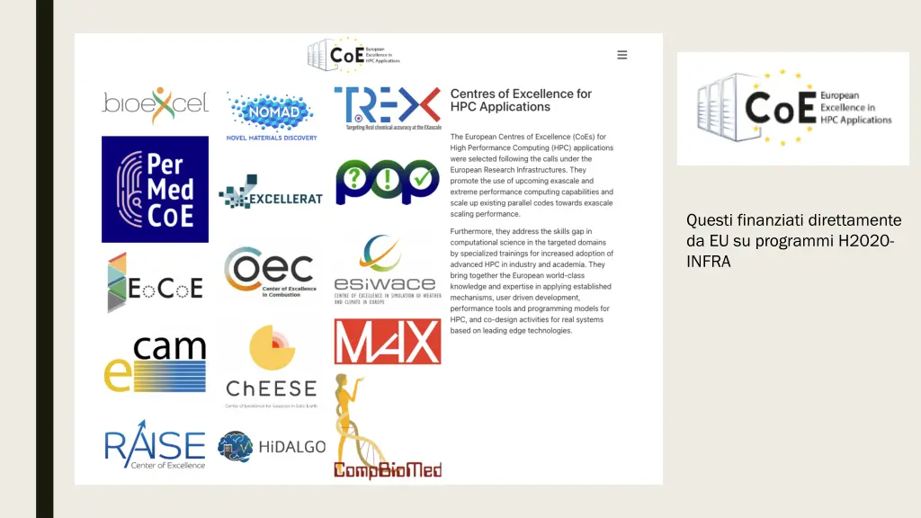 questi finanziati direttamente da eu su programmi
