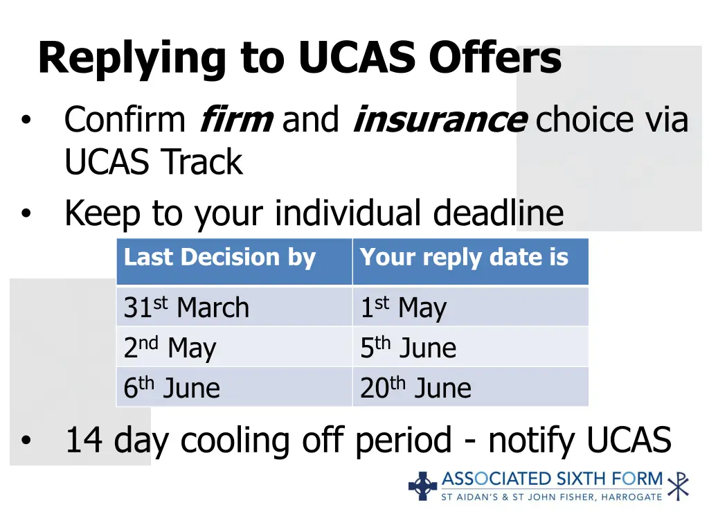 replying to ucas offers confirm firm