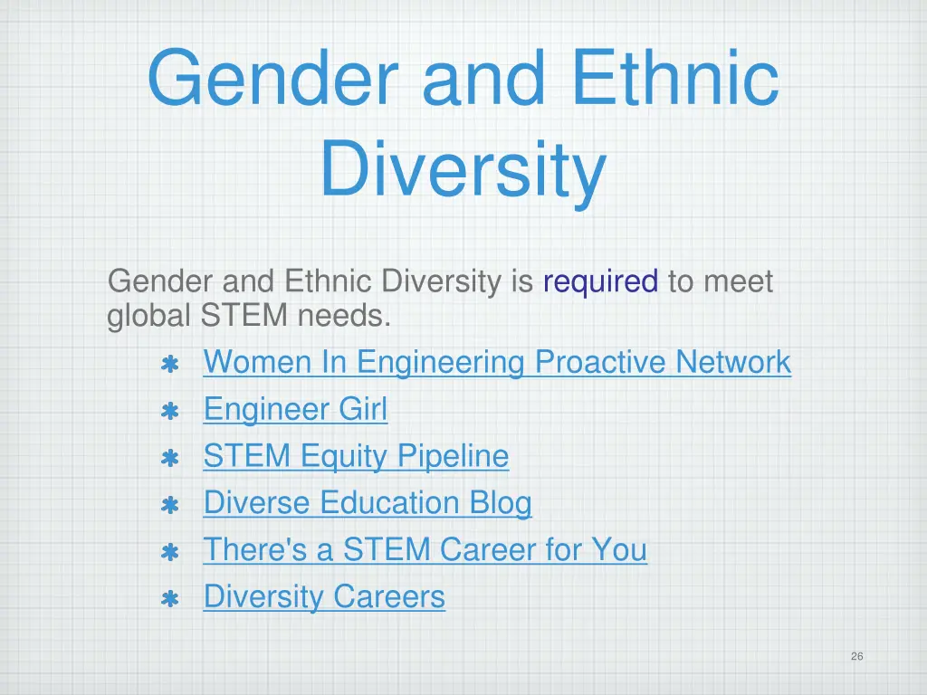 gender and ethnic diversity