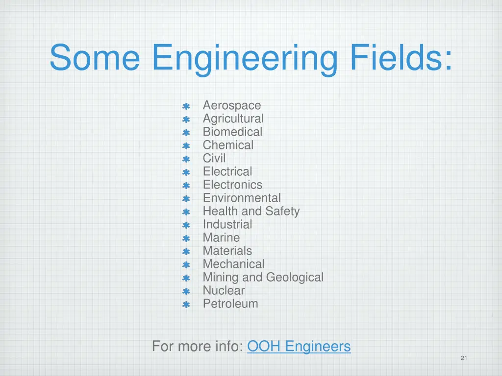 some engineering fields