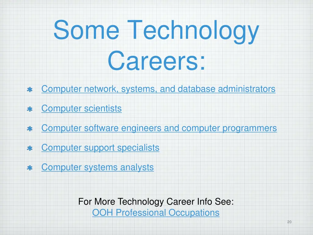 some technology careers