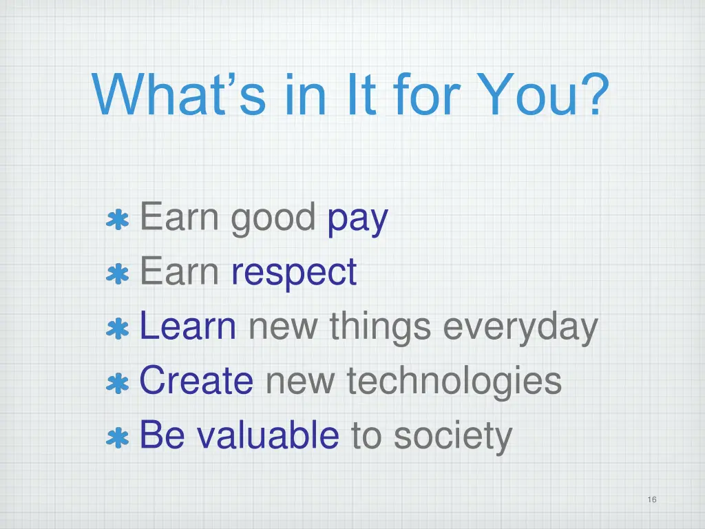 what s in it for you