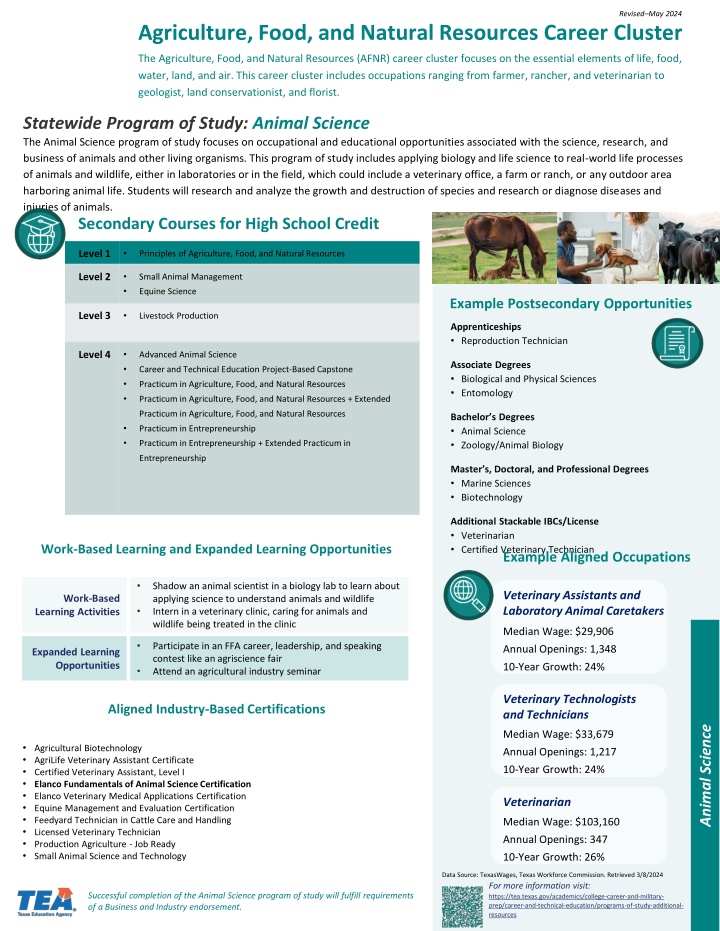 statewide program of study animal science page 1