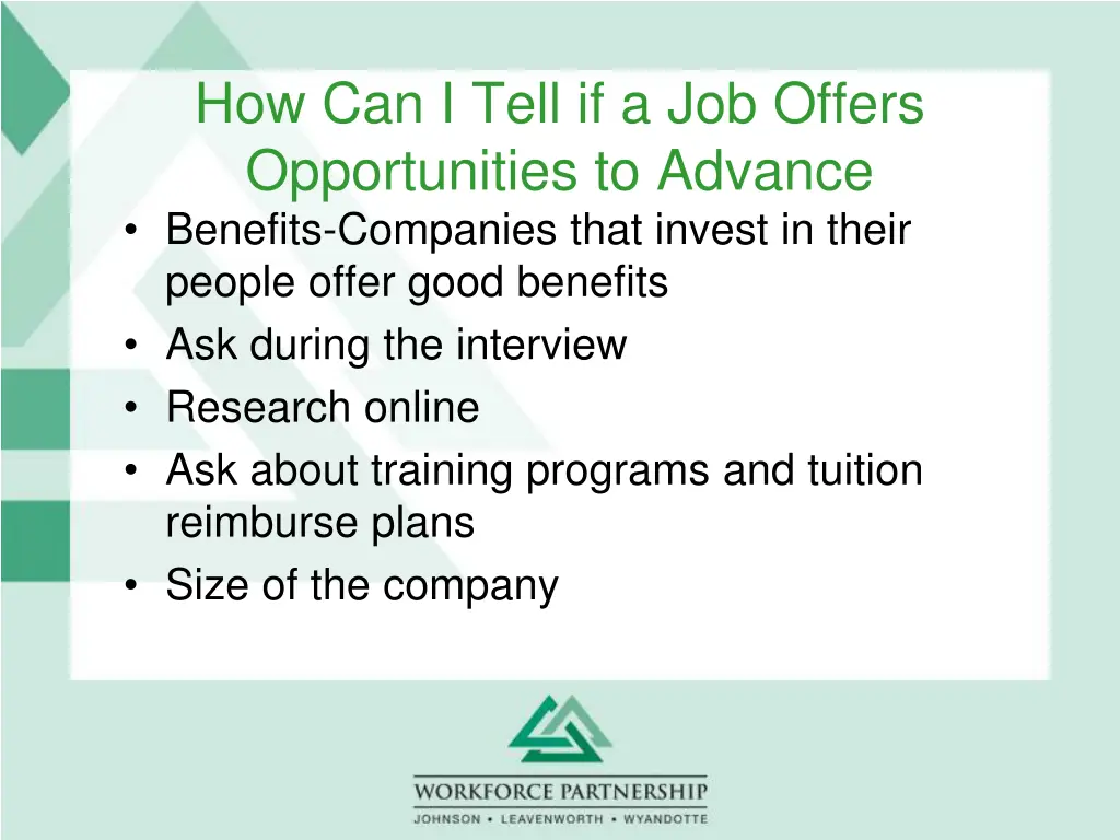 how can i tell if a job offers opportunities