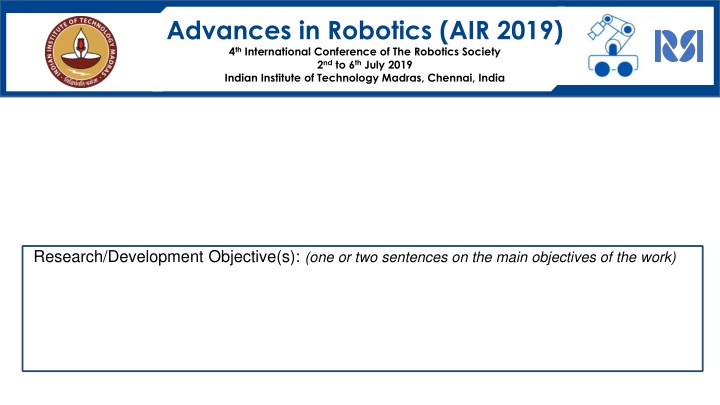 advances in robotics air 2019 4 th international