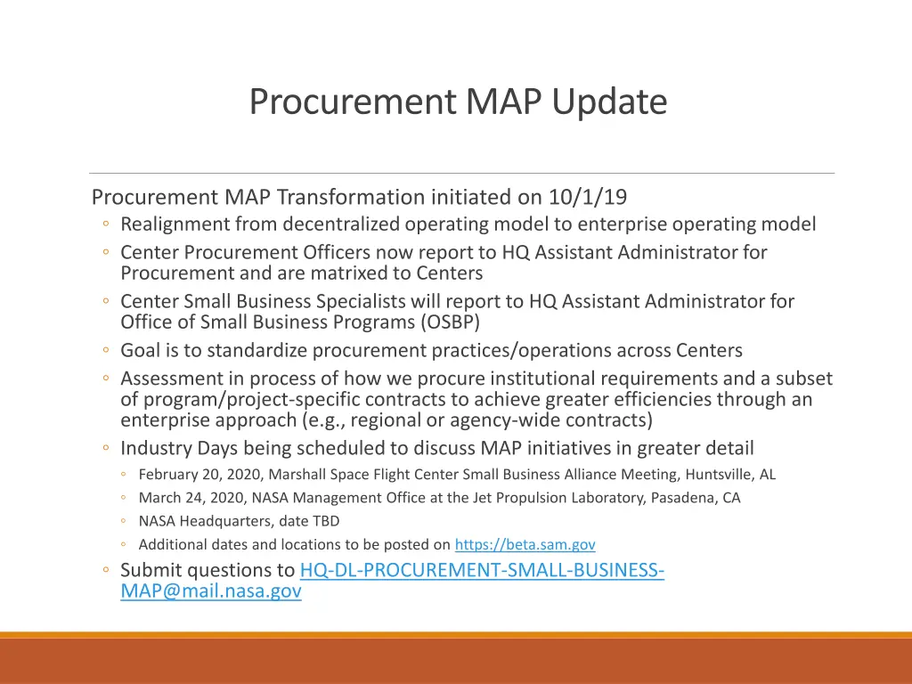 procurement map update