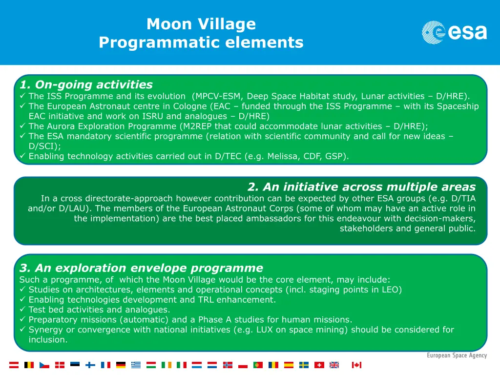 moon village programmatic elements
