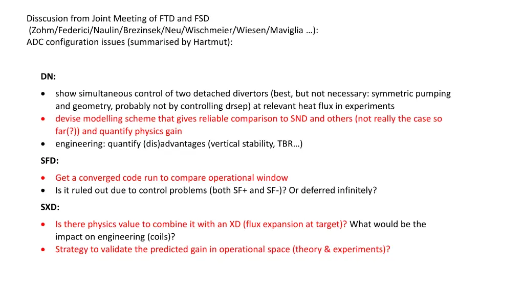 disscusion from joint meeting of ftd and fsd zohm