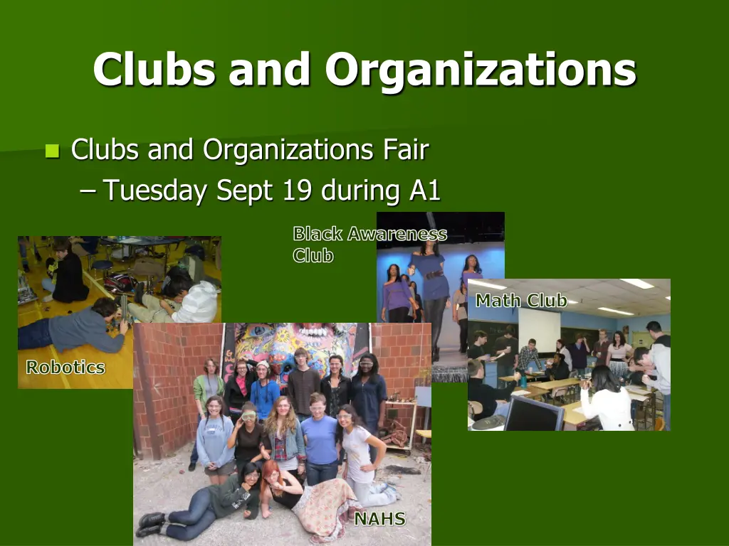 clubs and organizations