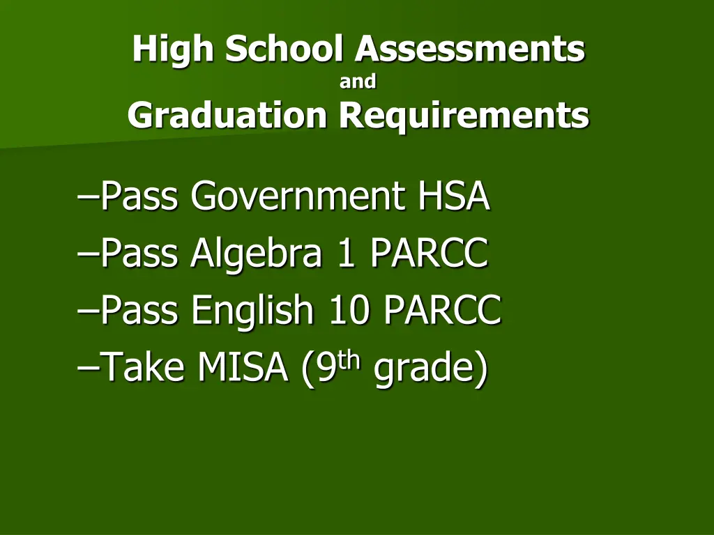 high school assessments and graduation