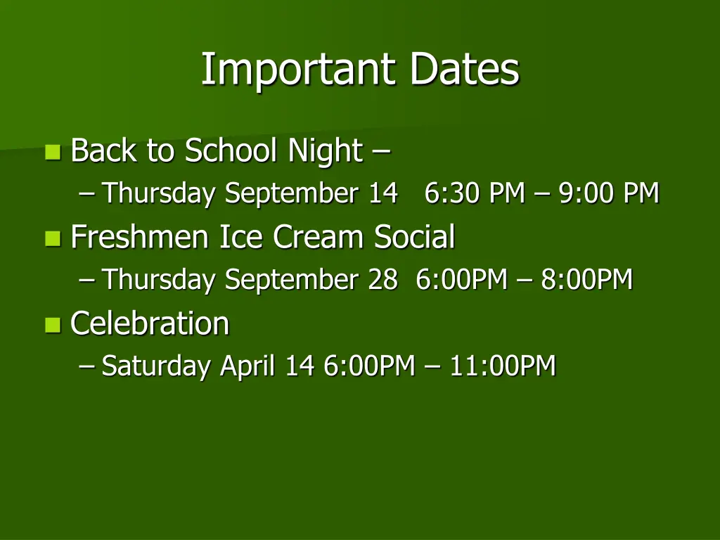 important dates