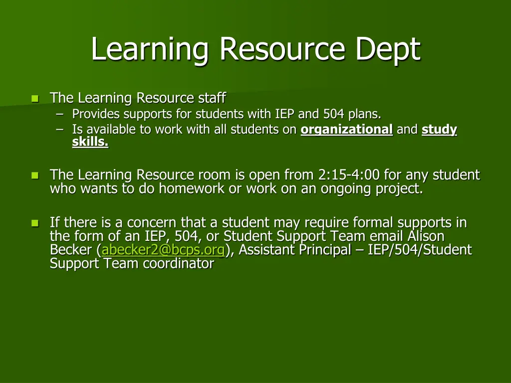 learning resource dept