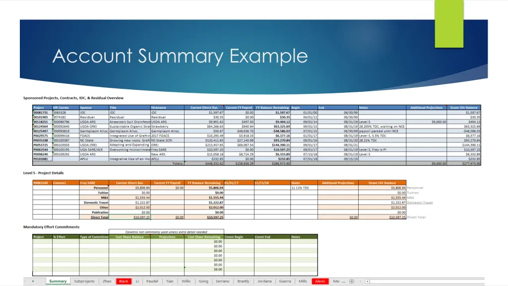 account summary example