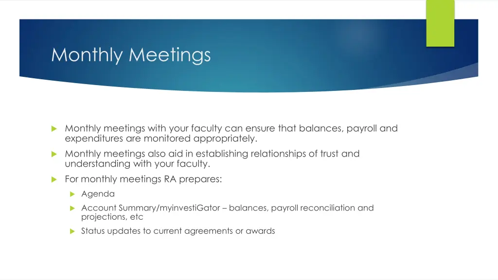 monthly meetings