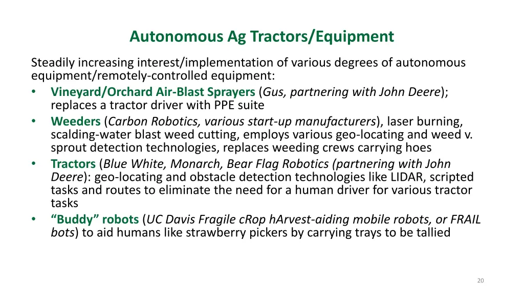 autonomous ag tractors equipment