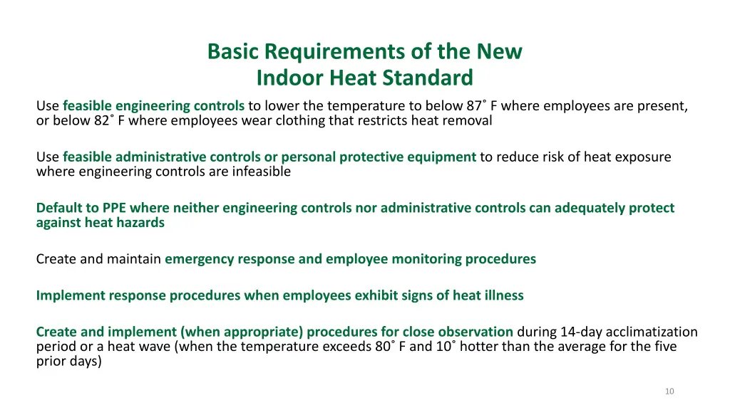 basic requirements of the new indoor heat standard 2