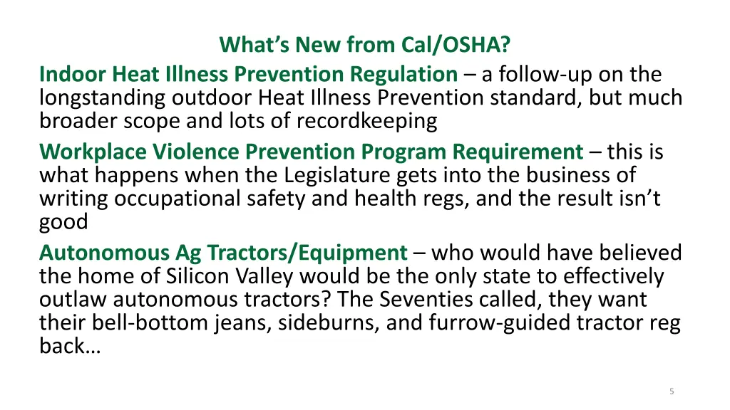 what s new from cal osha