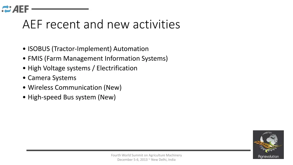 aef recent and new activities