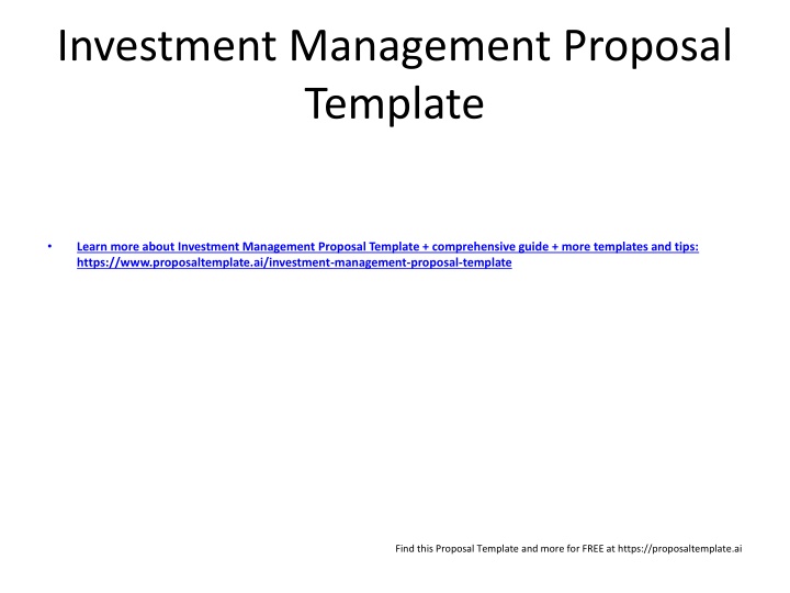 investment management proposal template