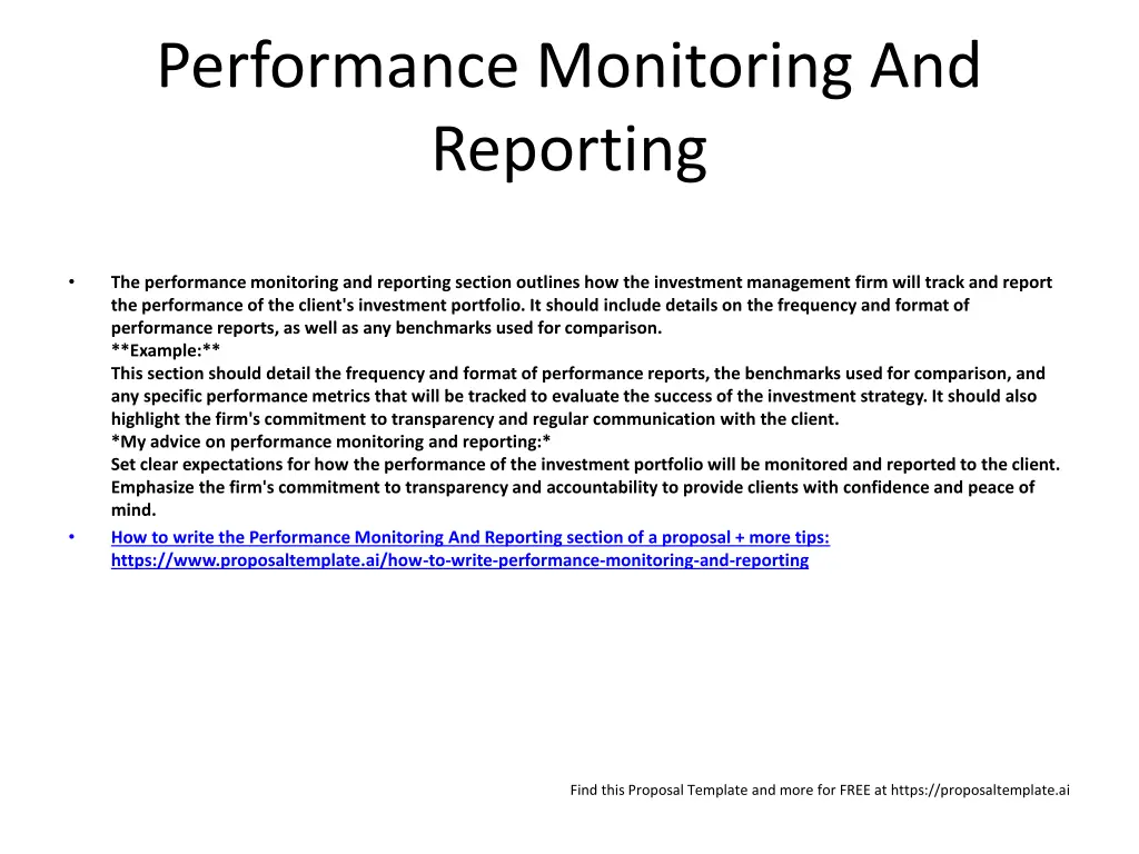 performance monitoring and reporting