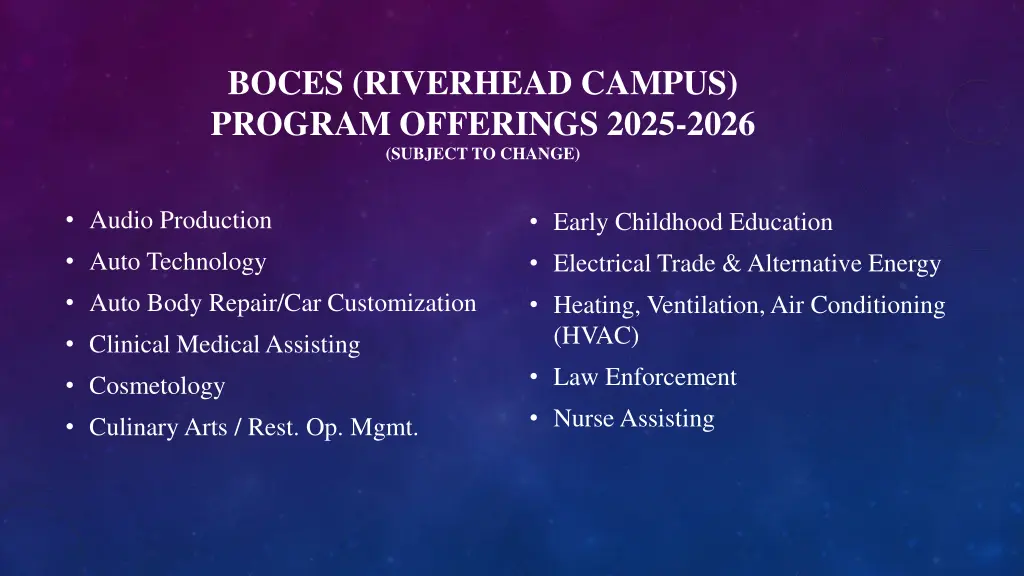 boces riverhead campus program offerings 2025