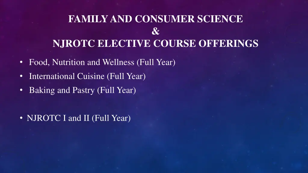 family and consumer science njrotc elective
