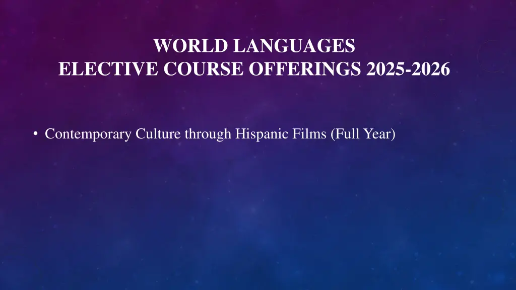 world languages elective course offerings 2025
