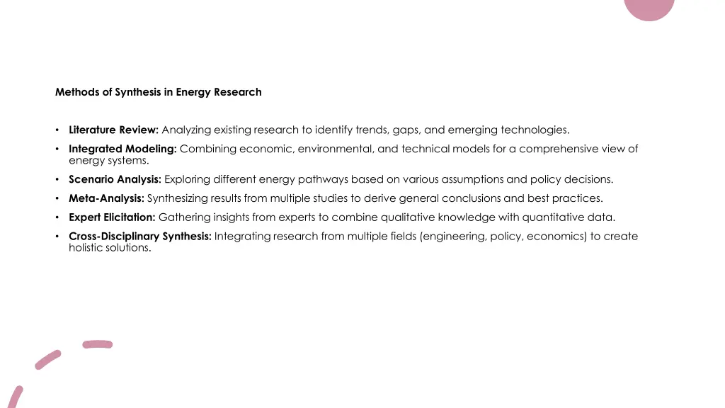 methods of synthesis in energy research 1