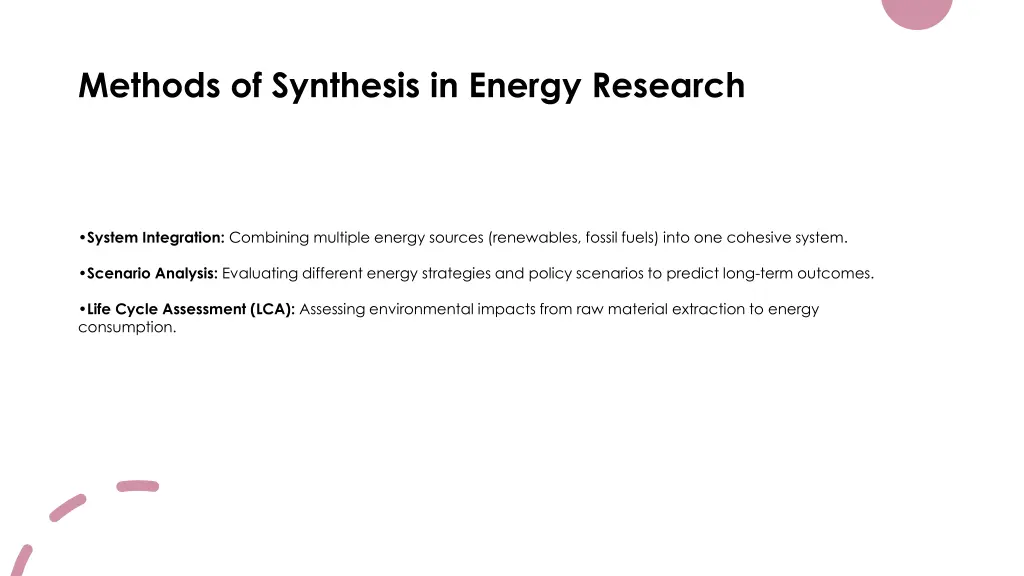 methods of synthesis in energy research
