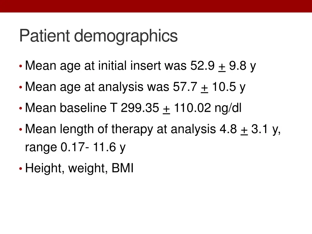 patient demographics