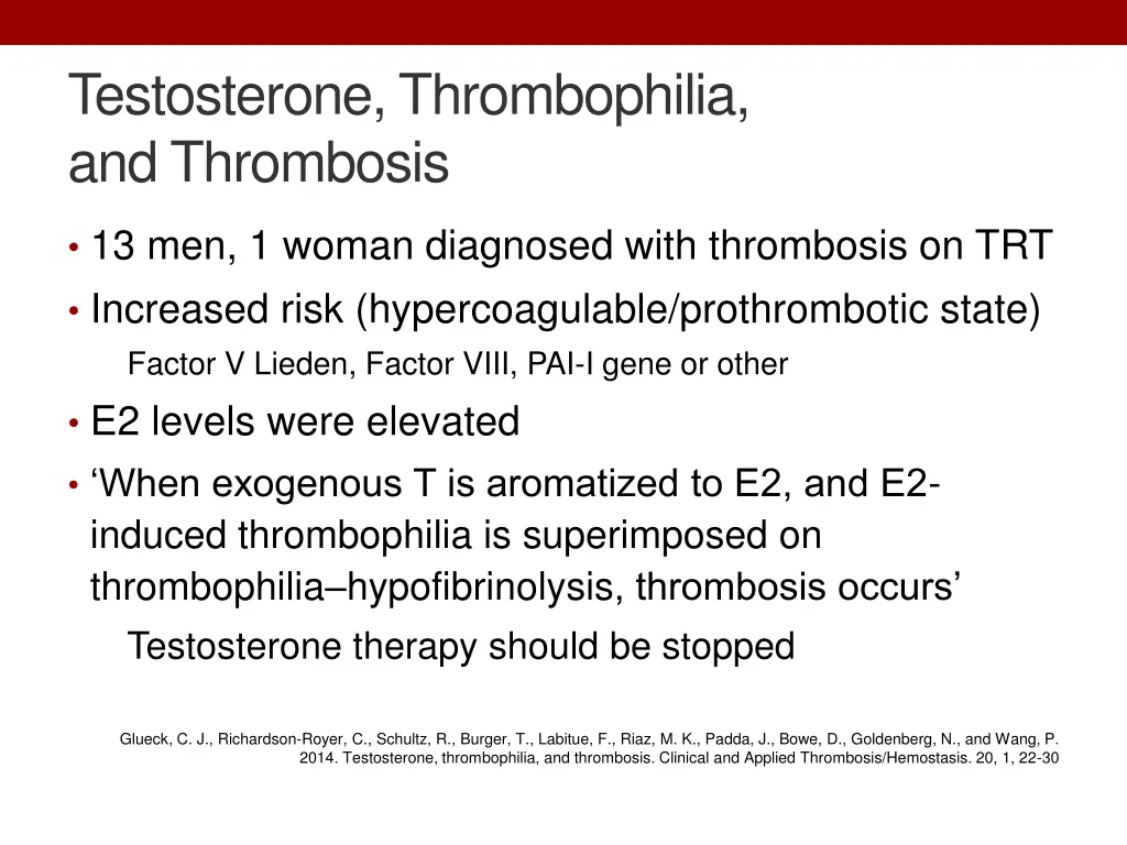 testosterone thrombophilia and thrombosis