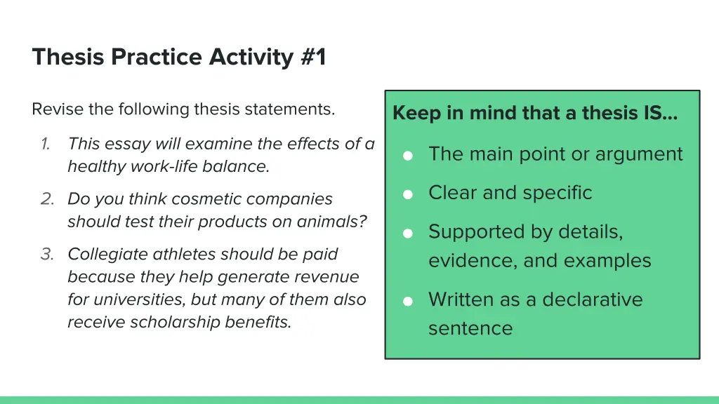 thesis practice activity 1