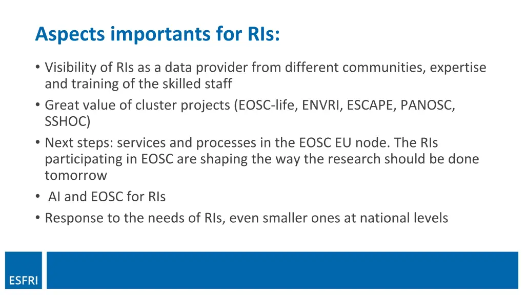 aspects importants for ris